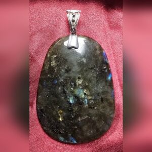 Large Labradorite Pendant with Sterling Enhancer Bail